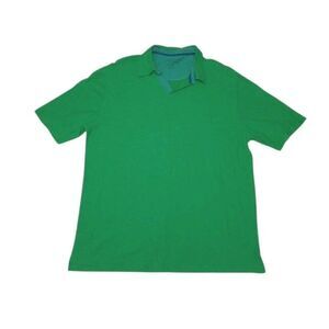 Nat Nast Men's Large Buttonless Polo Solid Green Short Sleeve 100% Cotton